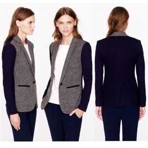 J. Crew Gray/Blue Contrast Slim Knit Blazer